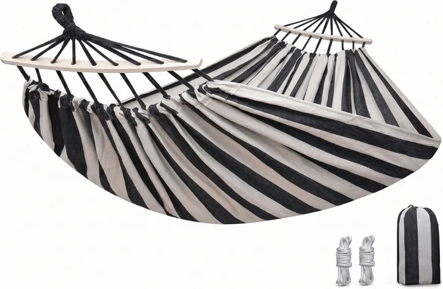 Hamak ZENVIO COMFORT 200x80 cm, szaro-biały + torba gratis