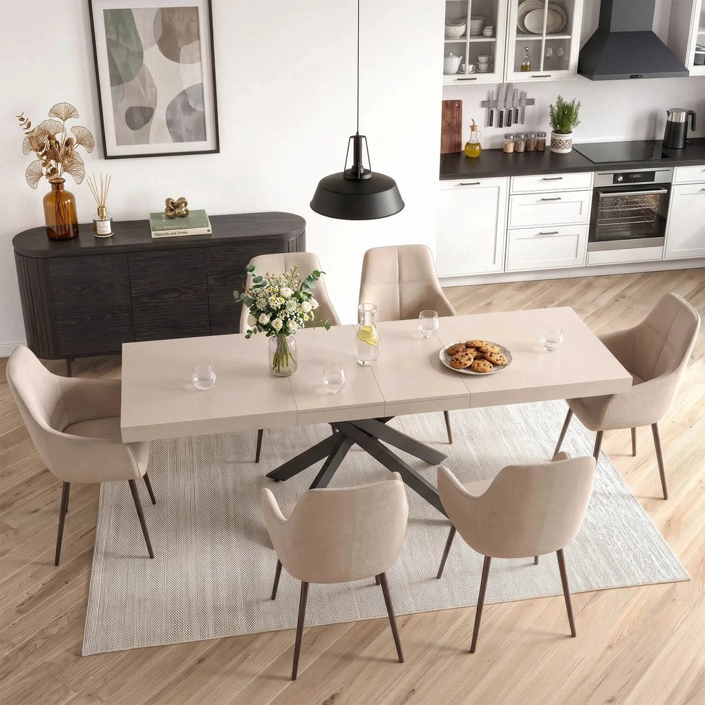 Nowoczesny stół do jadalni Hampton rozkładany 160-240 cm, kolor kaszmirowy/czarny