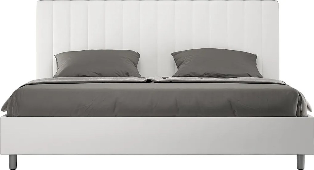 Łóżko wyposażone w stelaż z listwami z pojemnikiem tapicerowane 180x190 microfibra szary Agueda