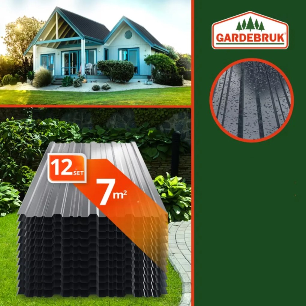 Blacha trapezowa ARON, zestaw 12 sztuk, 129×46 cm, antracytowa Jurhan