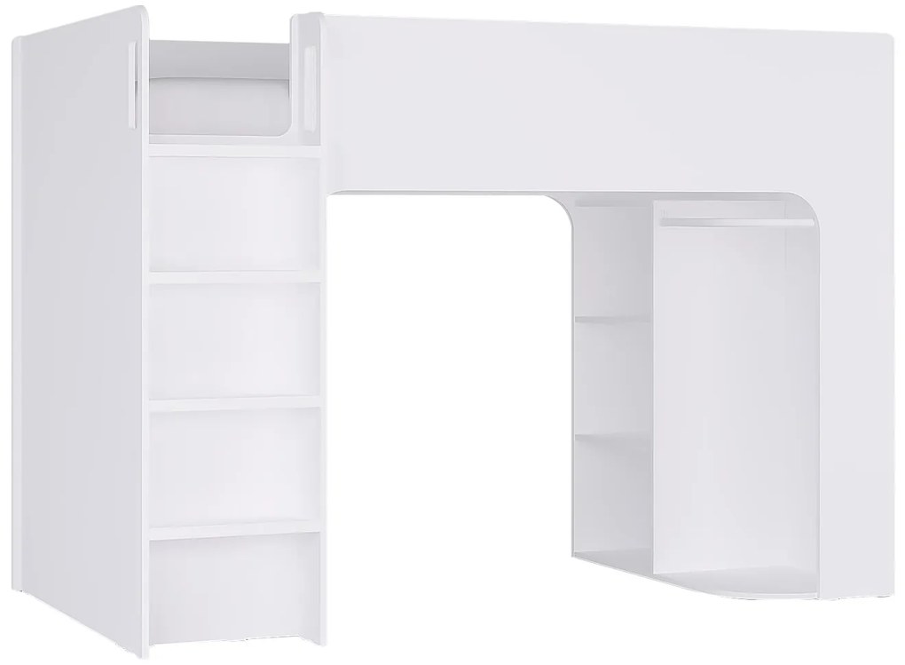 Łóżko antresola 90 x 190 cm  ze skrzynią i - Biały - COLUMI