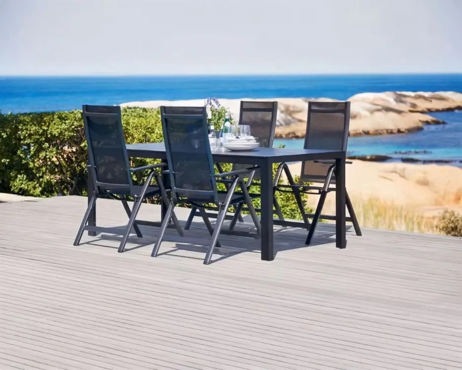 Zestaw 2 składanych krzeseł ogrodowych z regulacją oparcia Napoli, szary