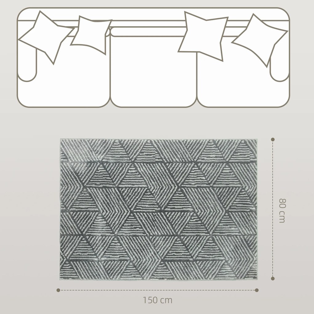 HOMCOM Nowoczesny Dywan do Salonu, Pralny, 150 x 80 cm, Ciemnoszary