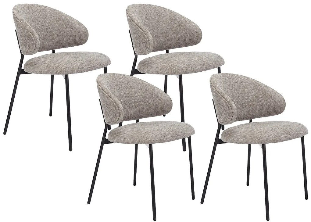 Zestaw 4 krzeseł z teksturowanej tkaniny i czarnego metalu - Taupe - VOSINIA