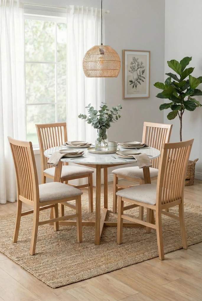 Klasyczne krzesło tapicerowane dąb artisan + beżowy A8-M22