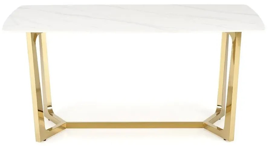 Stół CLEMENTE 160x90 biały marmur/złoty HALMAR