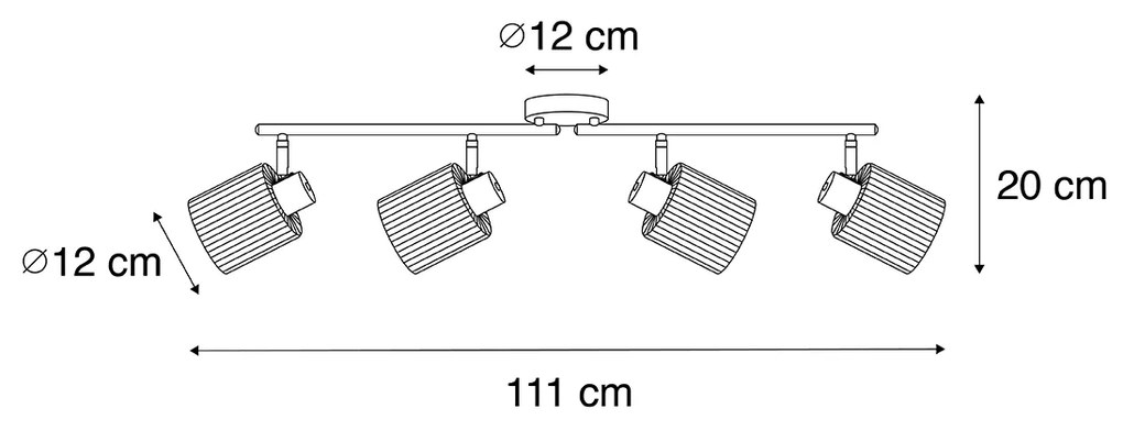 Plafon z reflektorami czarny z przydymionym szkłem 4-światła regulowane - Laura