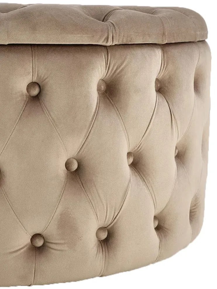 Beżowa pufa ze schowkiem w stylu glamour - Issen