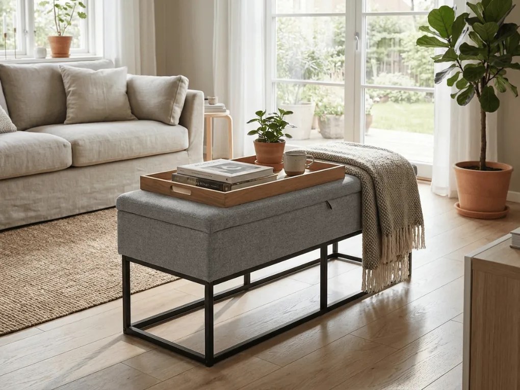 Ławka z przestrzenią do przechowywania TAURO 112x48 cm, szara