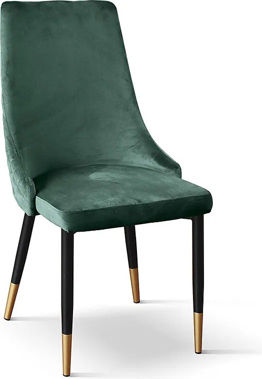 Zestaw 4 krzeseł, zielona tkanina z efektem aksamitu, antracytowe i złote nogi - IRVINE