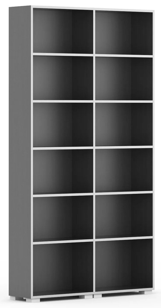 Biblioteka SILVER LINE, 2 kolumny, 2230 x 1200 x 400 mm, grafit