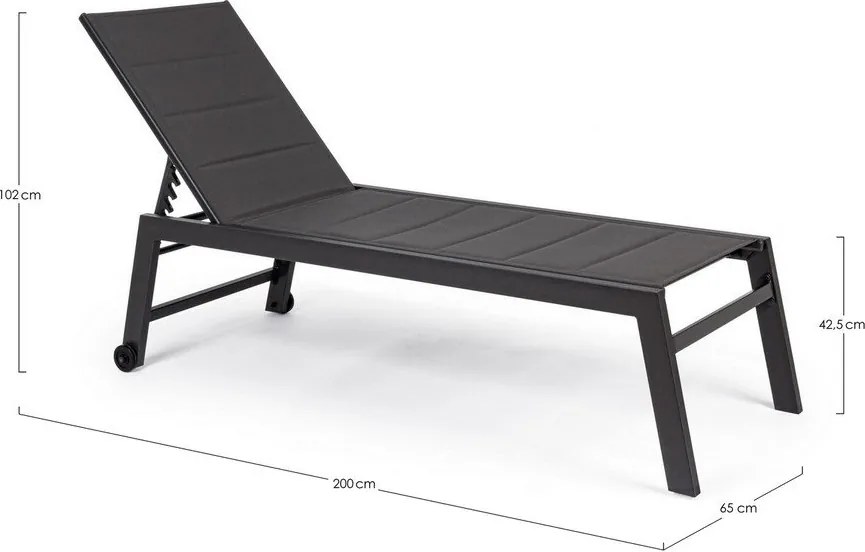 Antracytowy metalowy leżak ogrodowy Hilde – Bizzotto