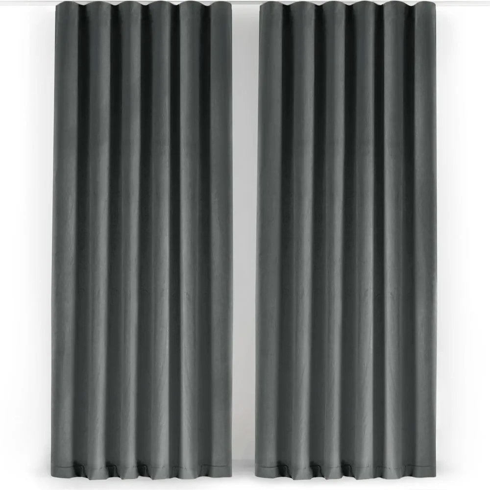 Ciemnoszara aksamitna zasłona częściowo zaciemniająca (dimout) 140x300 cm Velto – Filumi