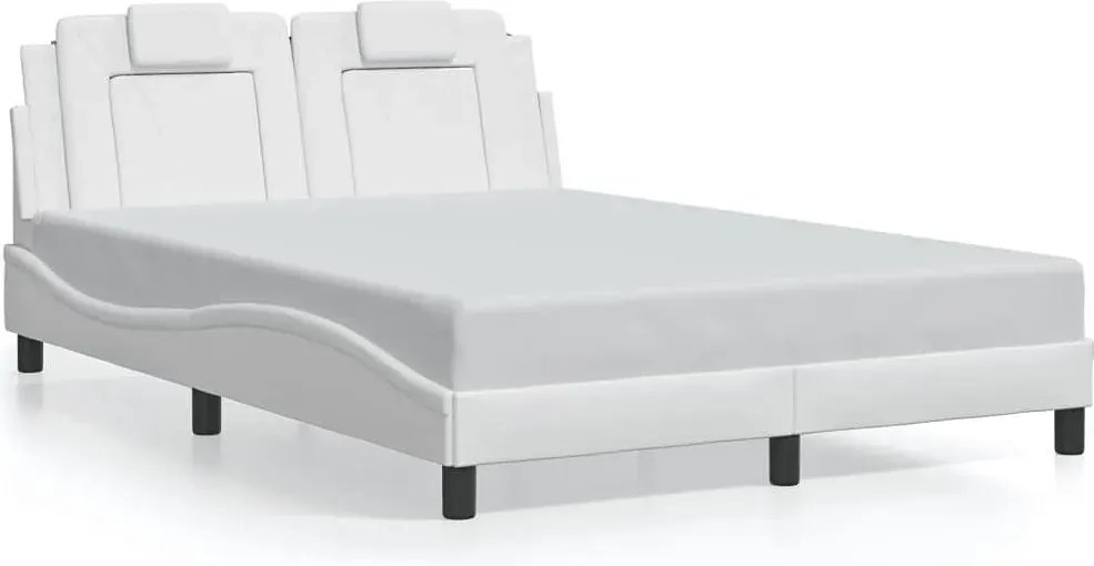 Białe łóżko z ekoskóry z kolorowym oświetleniem led 140x200 F5-Z84