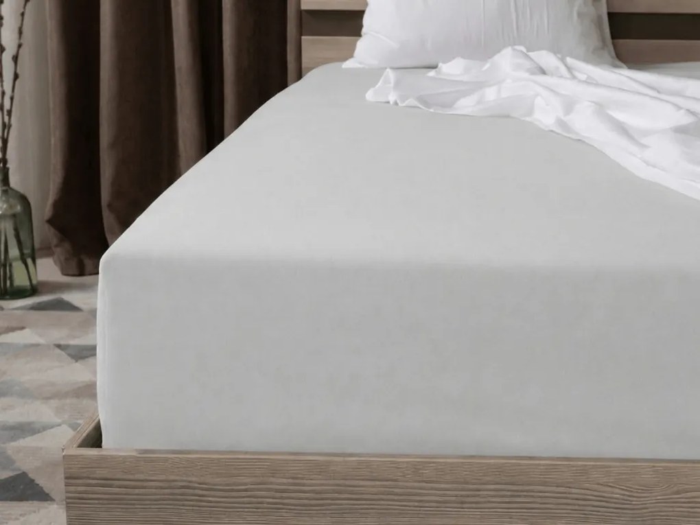 PrzytulneMieszkanie.pl Prześcieradło jersey z lycrą srebrne 180 x 200 cm