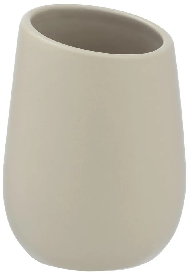 Beżowy ceramiczny kubek na szczoteczki Wenko Badi