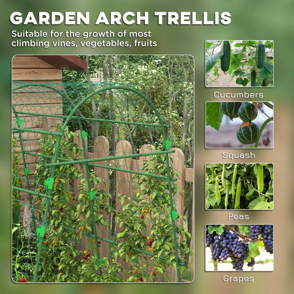 Outsunny Trellis, Podpora dla roślin pnących, Regulowane szpaler, Siatka roślinna, Konstrukcja roślinna do ogrodu, balkonu, stal, zielony, 144 x 167 x 206 cm