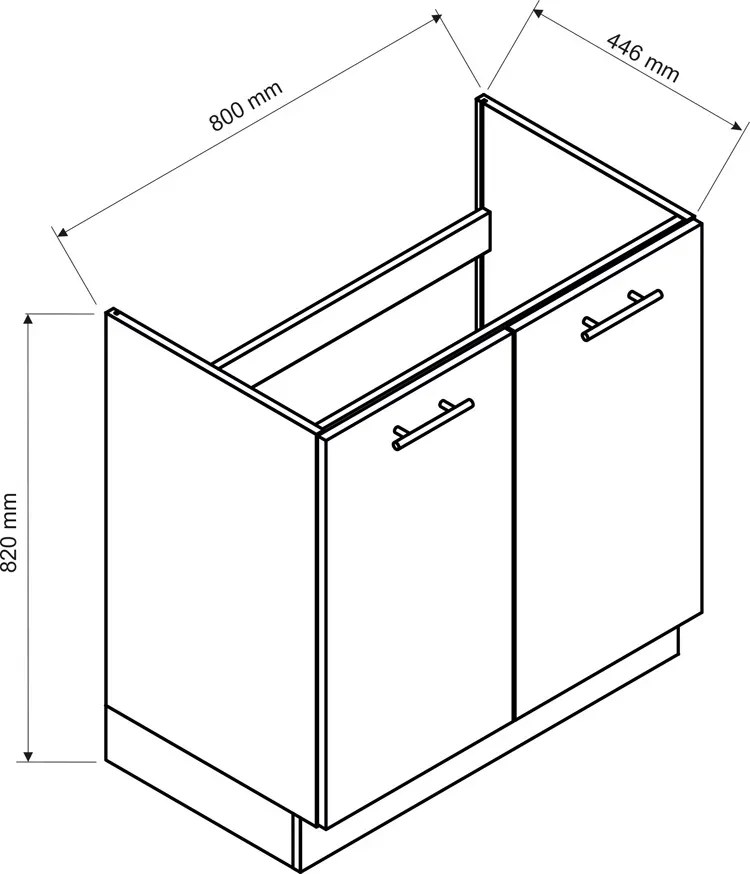 Szafka pod zlewozmywak 80 cm grafit + dąb artisan Bertos