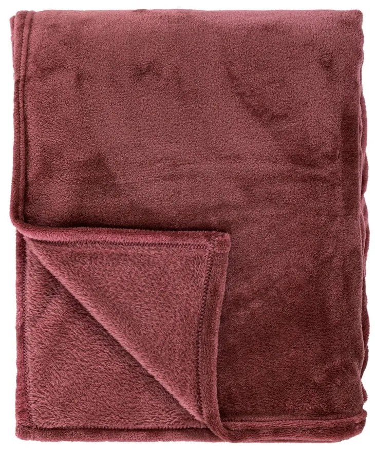 Bordowa narzuta na łóżko dwuosobowe z mikropluszu 220x240 cm Cosy – Tiseco Home Studio