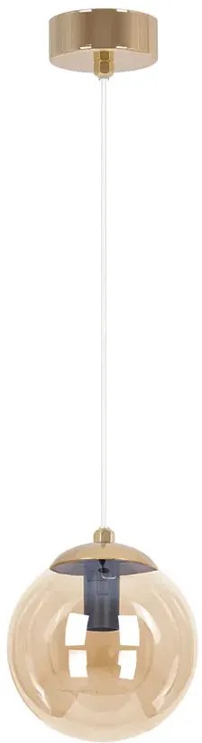 Złoto-bursztynowa lampa wisząca szklana kula - A675 N5-P20