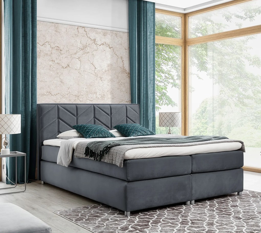 Ciemnoszare pikowane łóżko kontynentalne 5 rozmiarów Z2-R14