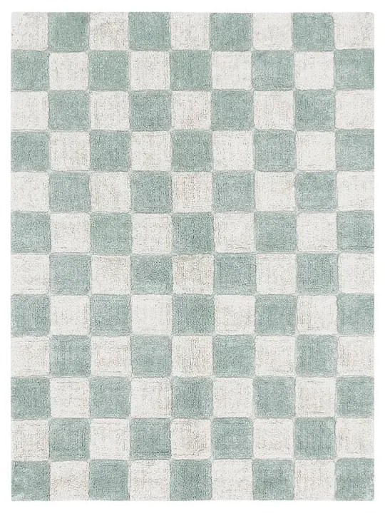 Jasnoniebiesko-kremowy bawełniany dywan tkany ręcznie odpowiedni do prania 120x160 cm Kitchen Tiles Blue Sage – Lorena Canals