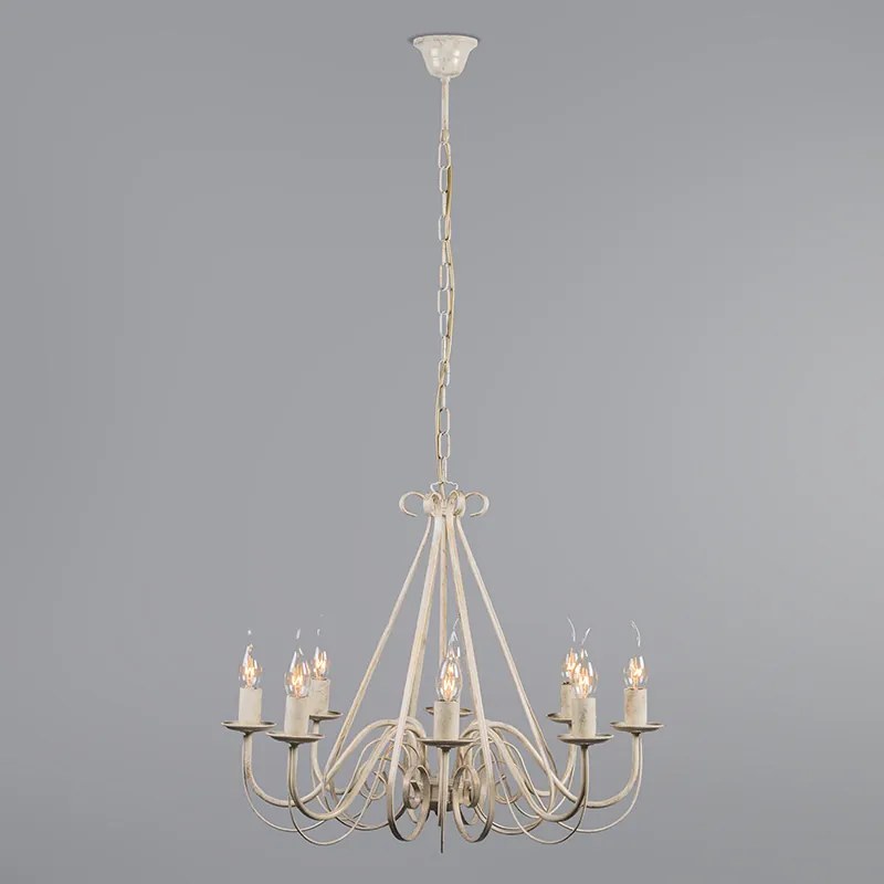 Lampa wisząca kremowa z kloszem zaciskowym 12 cm czarny - Giuseppe klasyczny/Antyczny Oswietlenie wewnetrzne