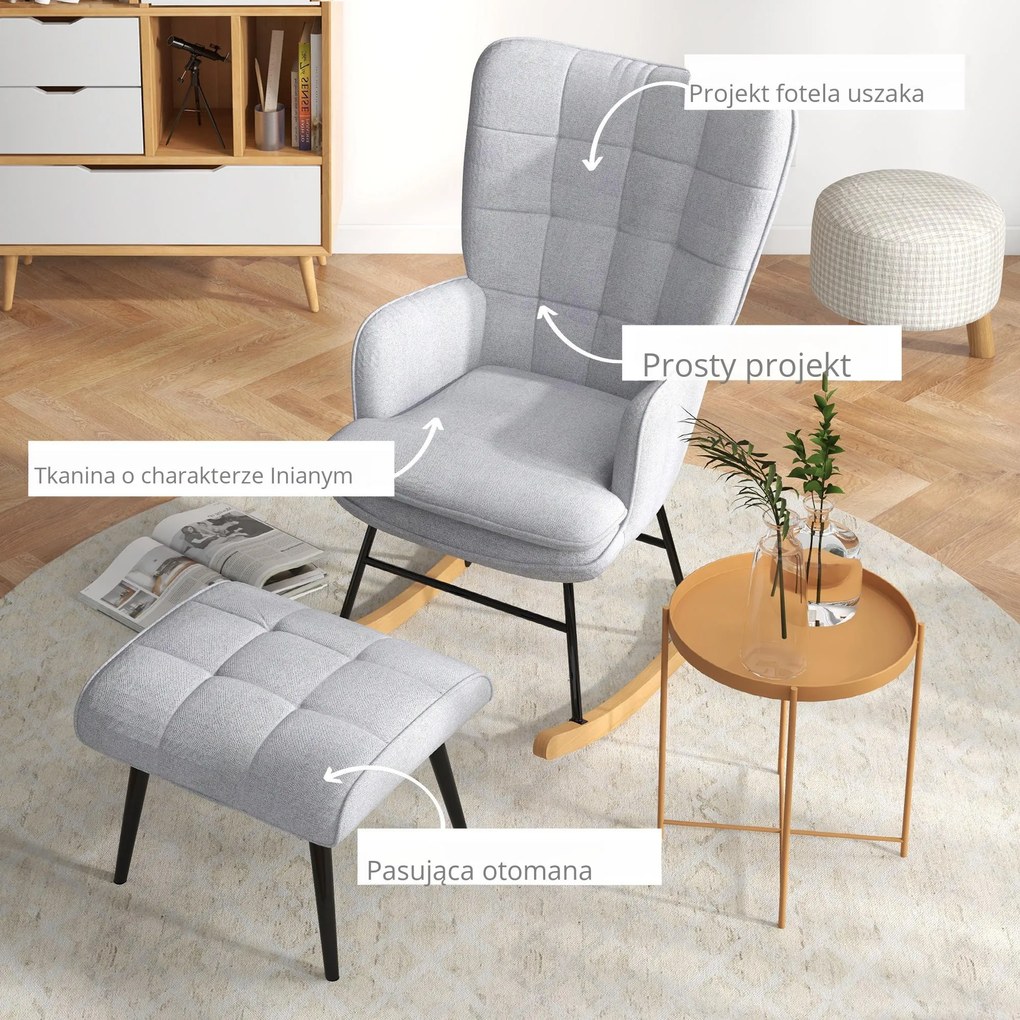 HOMCOM Fotel bujany z podnóżkiem