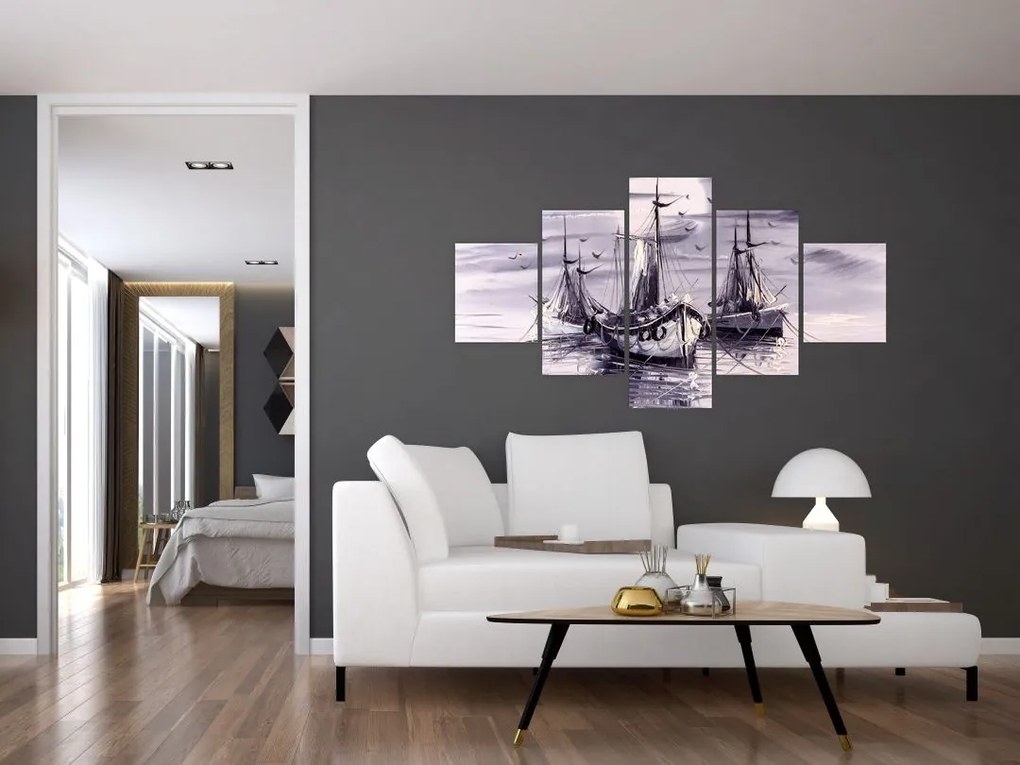 Obraz - Port, obraz olejny (125x70 cm)