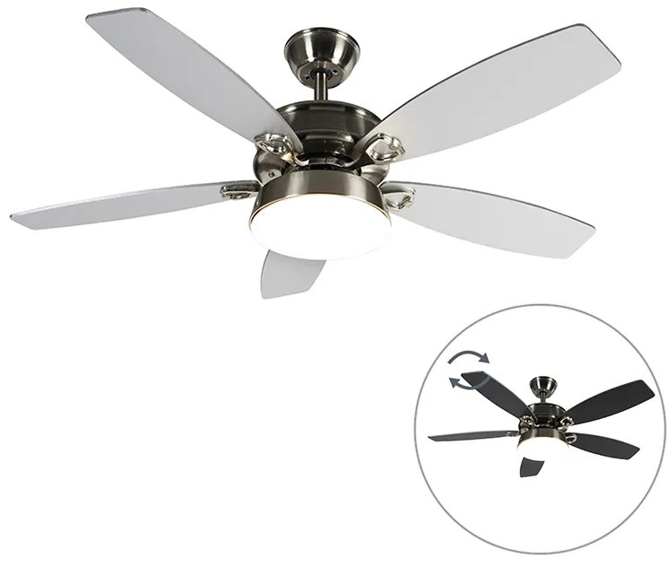Stalowy wentylator sufitowy z pilotem zintegrowanym LED - Malaki