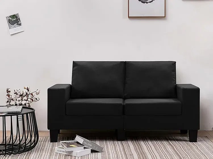 2-osobowa czarna sofa z podłokietnikami - Lurra 2Q