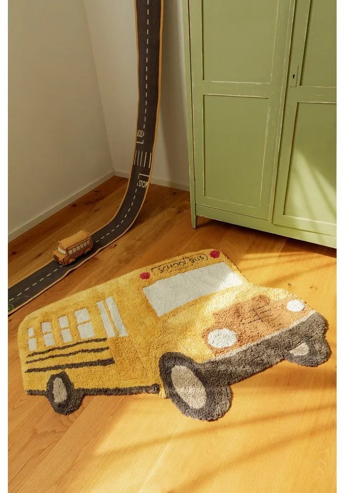 Bawełniany dywan dziecięcy odpowiedni do prania/tkany ręcznie w kolorze ochry 90x130 cm School Bus – Lorena Canals