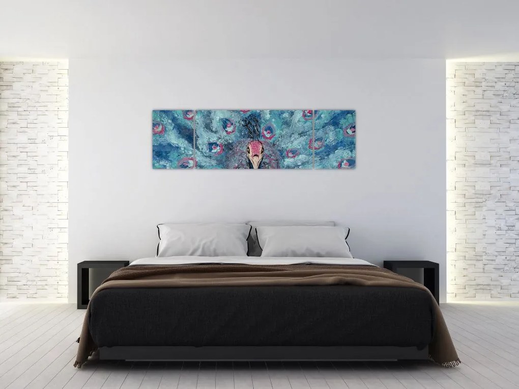 Obraz namalowanego pawia (170x50 cm)