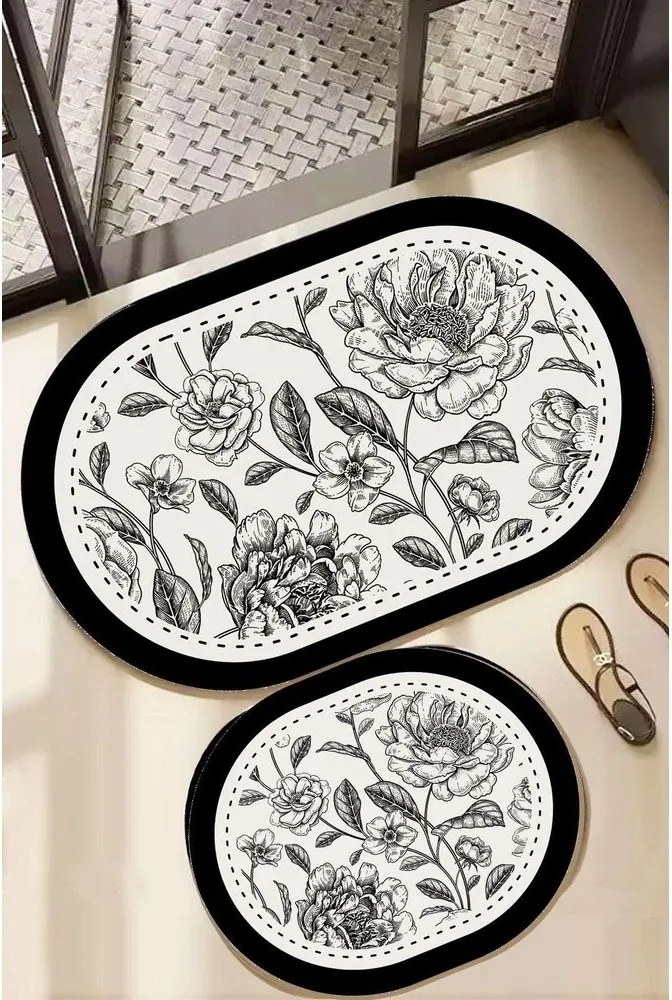 Czarno-białe dywaniki łazienkowe zestaw 2 szt. 60x100 cm Rasse – Foutastic