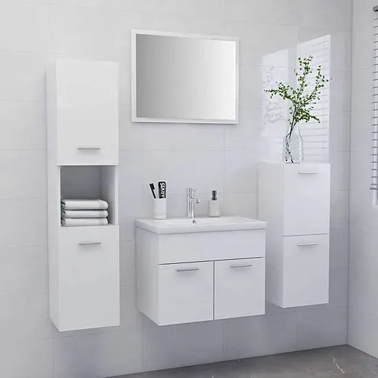 4 elementowy komplet mebli łazienkowych z umywalką 60 biały mat F5-D72