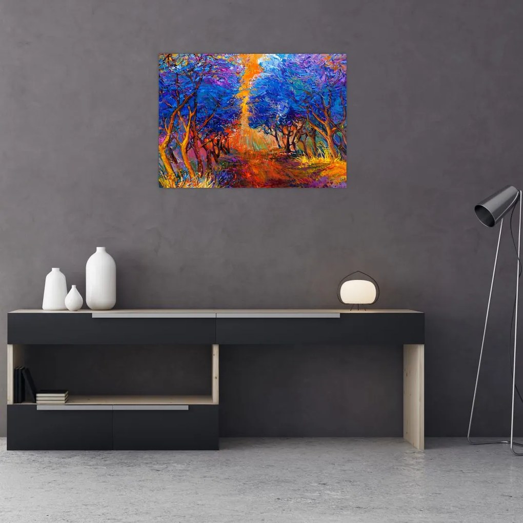 Obraz - Jesienne korony drzew, nowoczesny impresjonizm (70x50 cm)