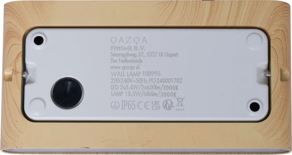 Skandynawski kinkiet zewnętrzny z nadrukiem drewna 17,5 cm z LED IP65 - Batt