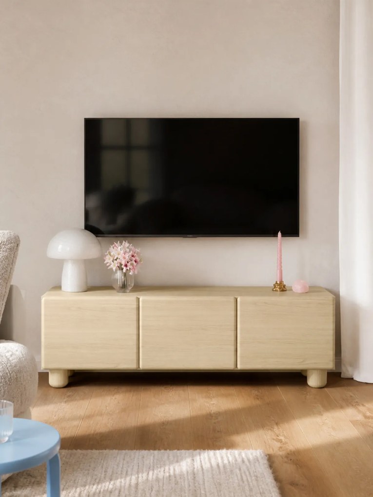 Szafka RTV Arlo 150 cm trzydrzwiowa - dąb vicenza