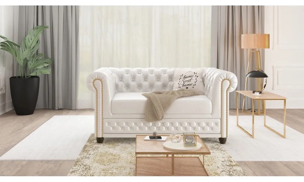 Biała sofa z imitacji skóry 148 cm York – Ropez