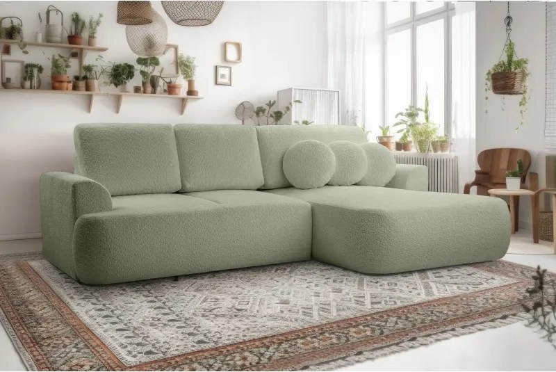 Narożnik VELO wolnostojący układ L strona Prawa z funkcją spania w tkaninie Coral 55