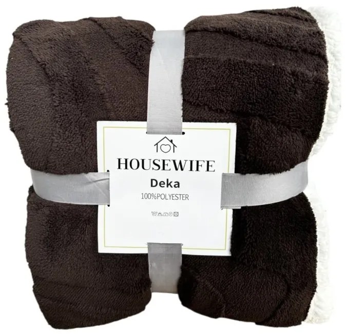 Luksusowy koc z baranka z mikropluszu NESTIVE ciemny brązowy Rozmiar: 200 x 230 cm