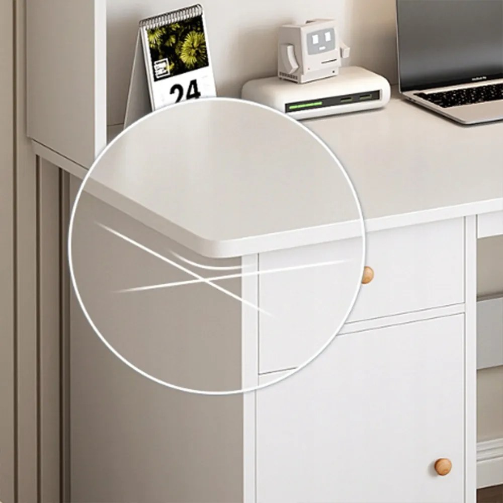 Białe biurko z półkami 120x43x165 cm - Funkcjonalny i elegancki skandynawski design