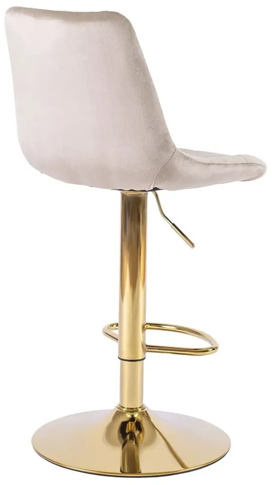 Beżowy hoker z podnóżkiem na złotej nodze - Rofa