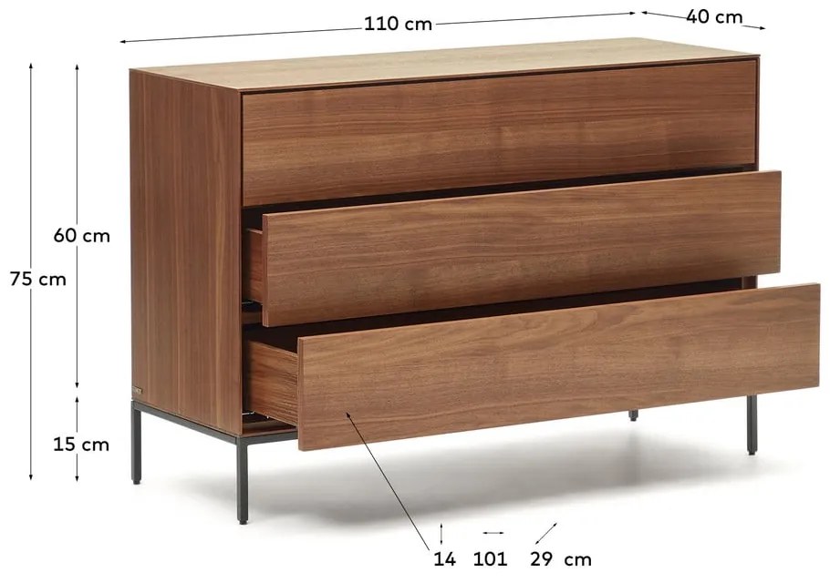 Niska komoda w dekorze orzecha 110x75 cm Vedrana – Kave Home