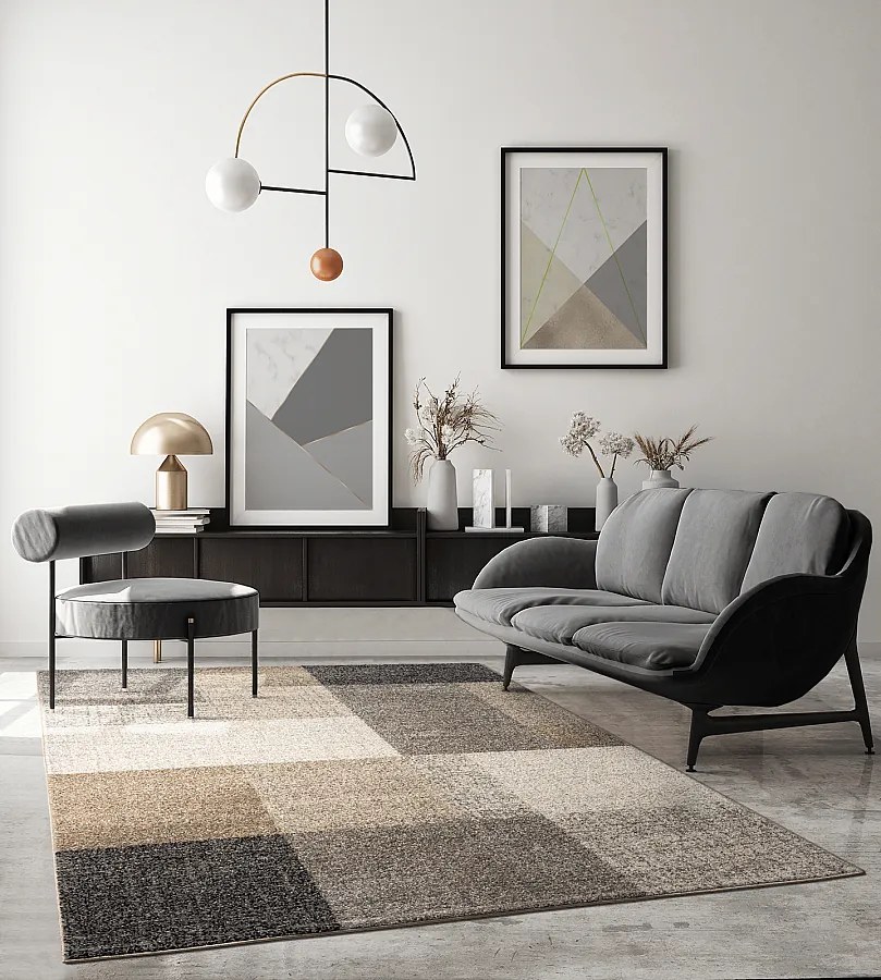 Dywan Pearl Nowoczesny Salon Geometryczny, Beżowy, 80 x 140 cm