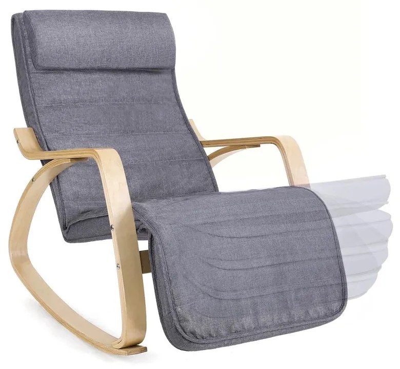 Fotel bujany SWING, max obciążenie 150kg, 67x115x91cm, szara SongmicsHome