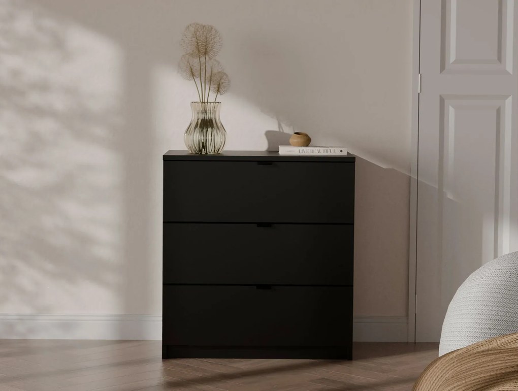 Czarna nowoczesna komoda z szufladami M1-G68