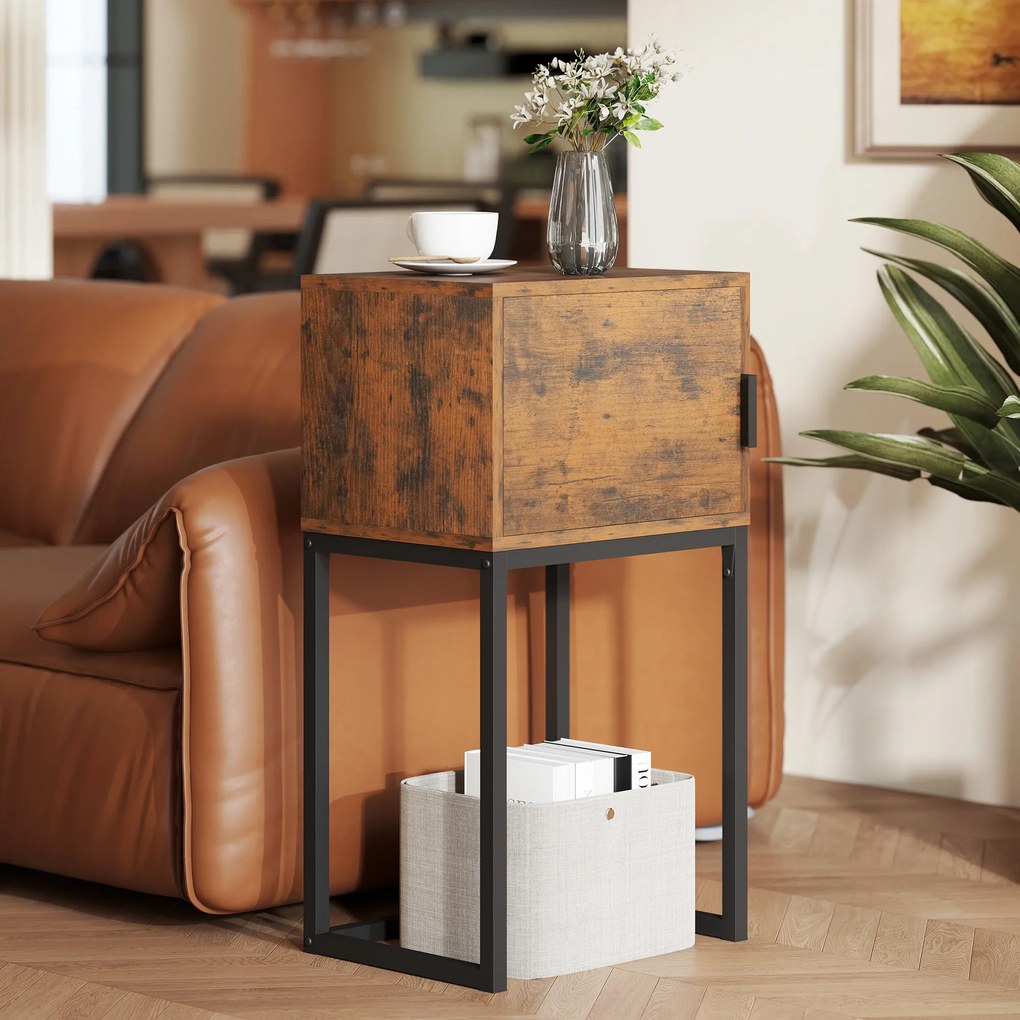 HOMCOM Wąski stolik konsolowy, szafka, design industrialny, salon przedpokój, 40x30x76cm, Rustykalny-Brąz