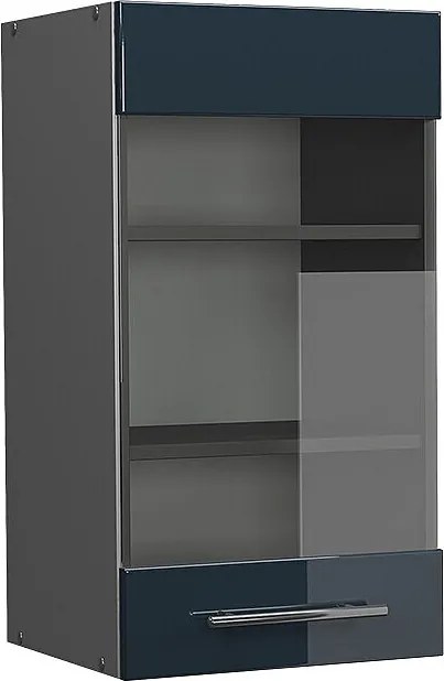 Szklana szafka kuchenna ciemnoniebieski wysoki połysk 40x34.1x72 fame-line