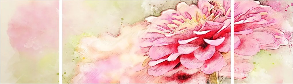 Obraz - Różowy kwiat, akwarela (170x50 cm)